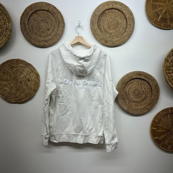 Under Armor Notre Dame Irish White Zip Up Hoodie Sweatshirt Womens Medium - Picture 2 of 8